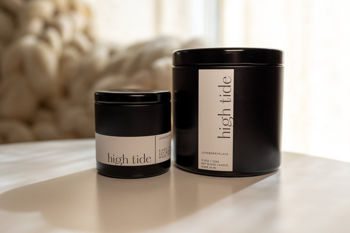 High Tide Candle in matte black vessel by juneberryplace home fragrances