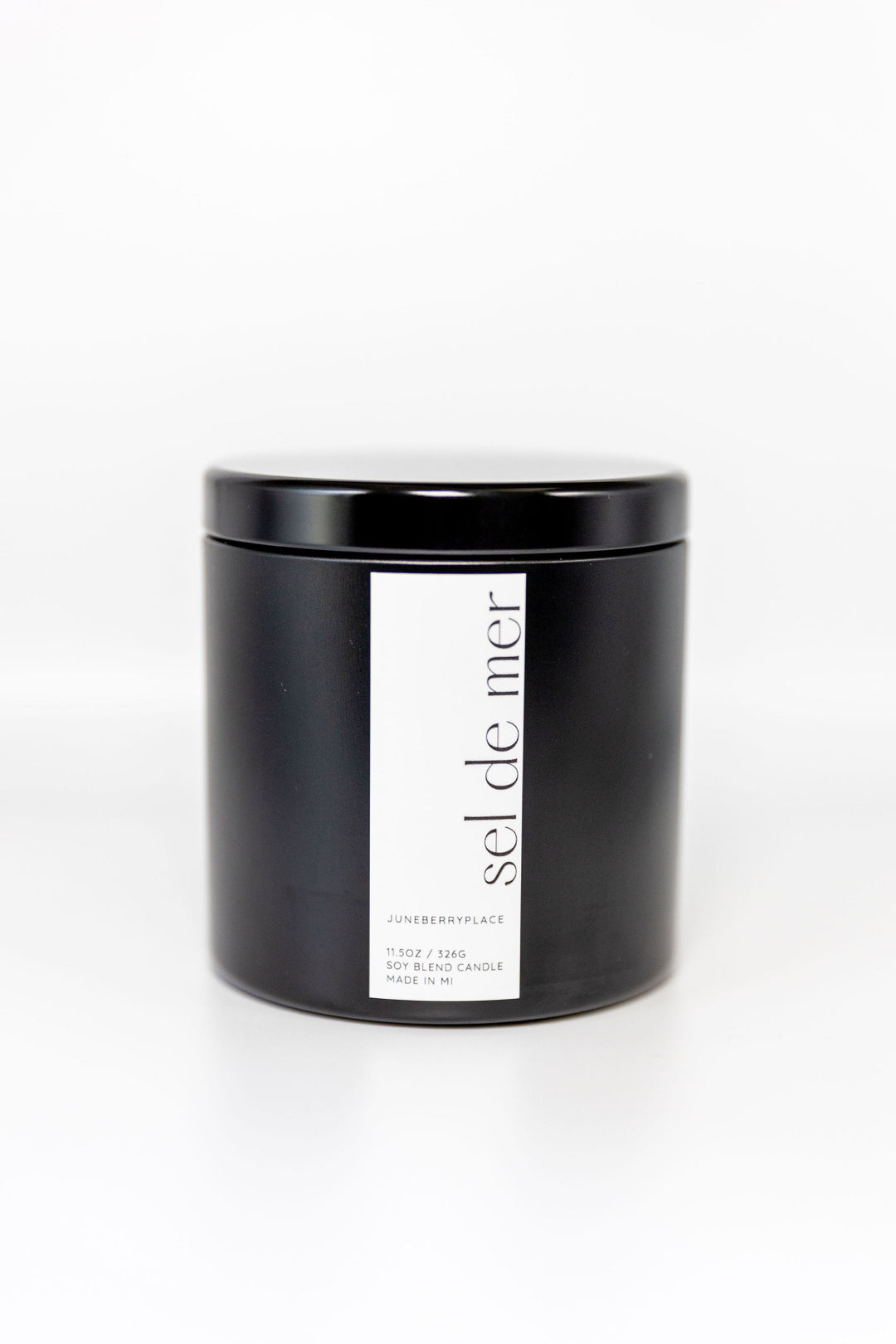 Sel de Mer Soy Candle in matte black vessel by juneberryplace home fragrances