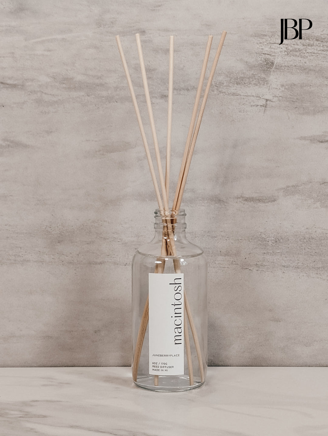 Macintosh Reed Diffuser in a glass bottle, Fall Collection by juneberryplace home fragrances