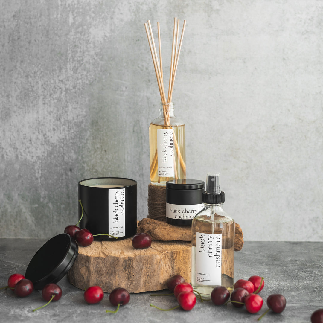 Black Cherry Cashmere Scent Collection, Valentine's Day Candle, by juneberryplace home fragrances
