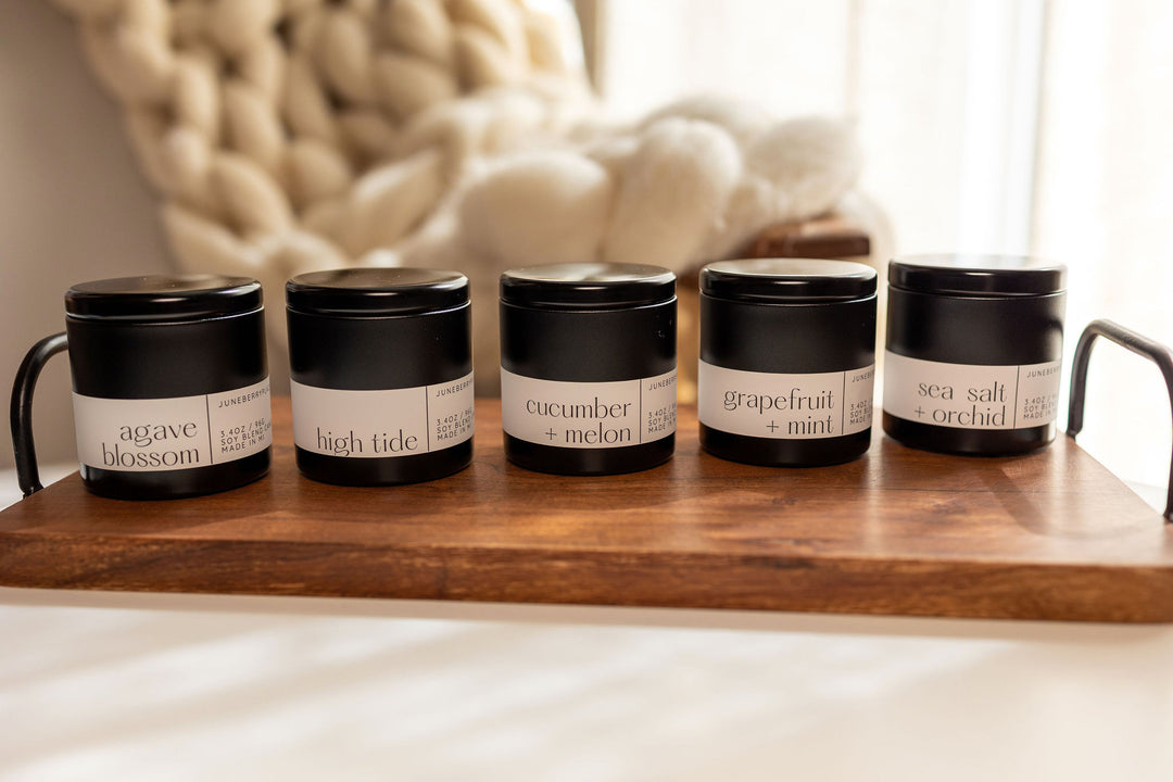 Mini Candle Bundle - Spring Collection in matte black vessels by juneberryplace home fragrances