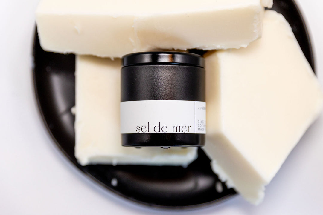 Sel de Mer Soy Candle in matte black vessel by juneberryplace home fragrances