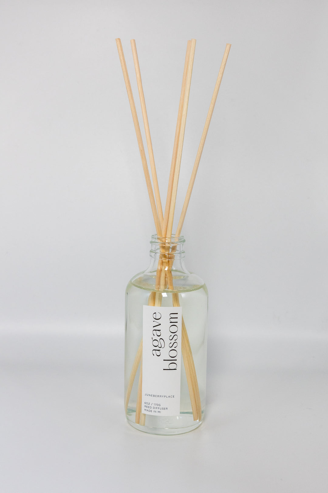 Agave Blossom Reed Diffuser - Spring Collection in a glass bottle by juneberryplace home fragrances