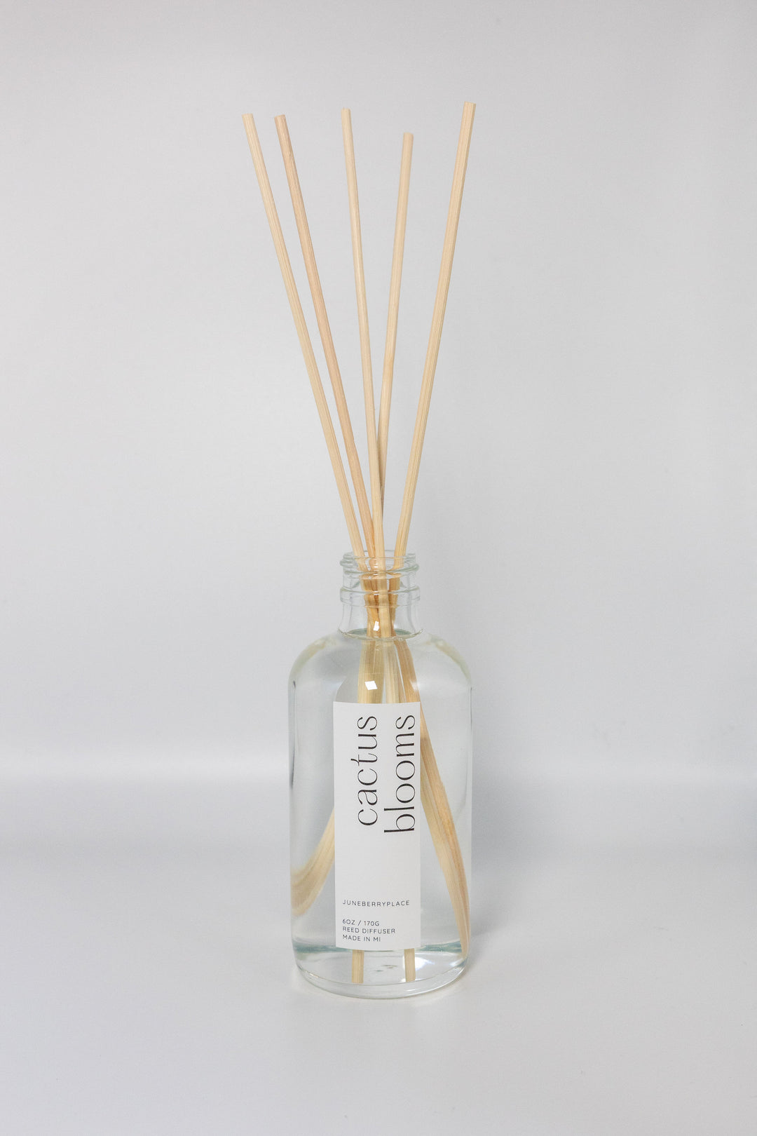 Cactus Blooms Reed Diffuser with Reeds - Summer Collection in a glass bottle by juneberryplace home fragrances