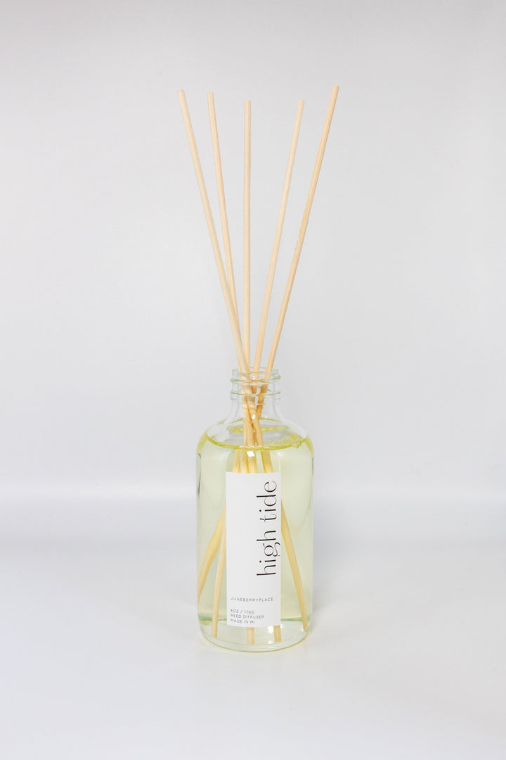 High Tide Reed Diffuser with Reeds - Summer Collection in a glass bottle by juneberryplace home fragrances