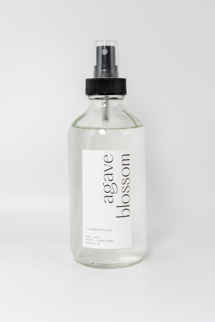 Agave Blossom Room + Linen Spray - Spring Collection in a glass bottle by juneberryplace home fragrances