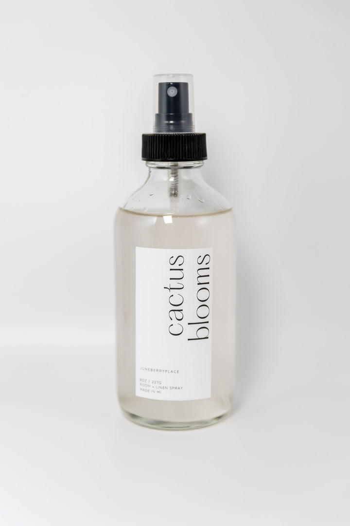 Cactus Blooms Room + Linen Spray - Spring Collection in a glass bottle by juneberryplace home fragrances