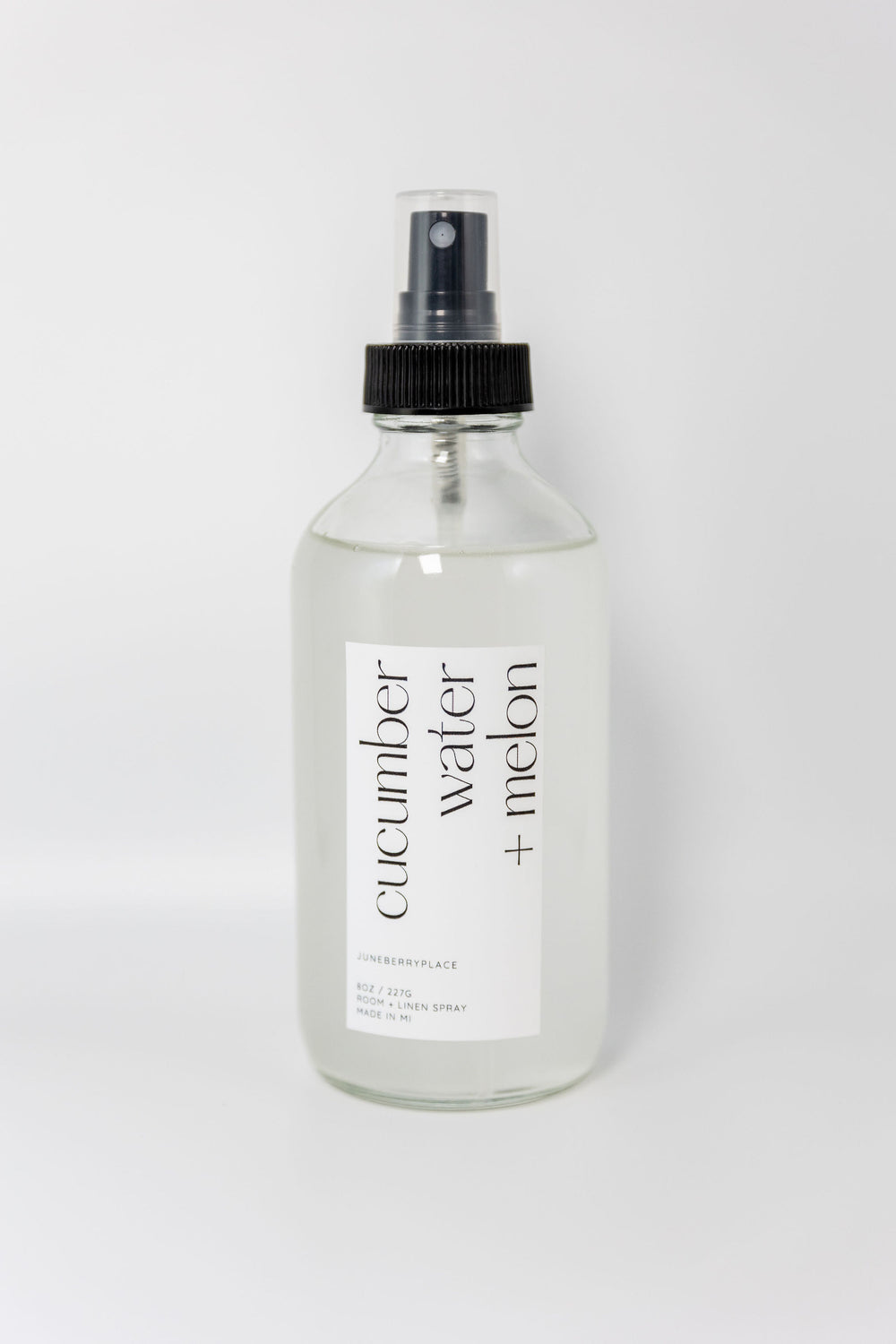 Cucumber Water and Melon Room + Linen Spray - Spring Collection in a glass bottle by juneberryplace home fragrances