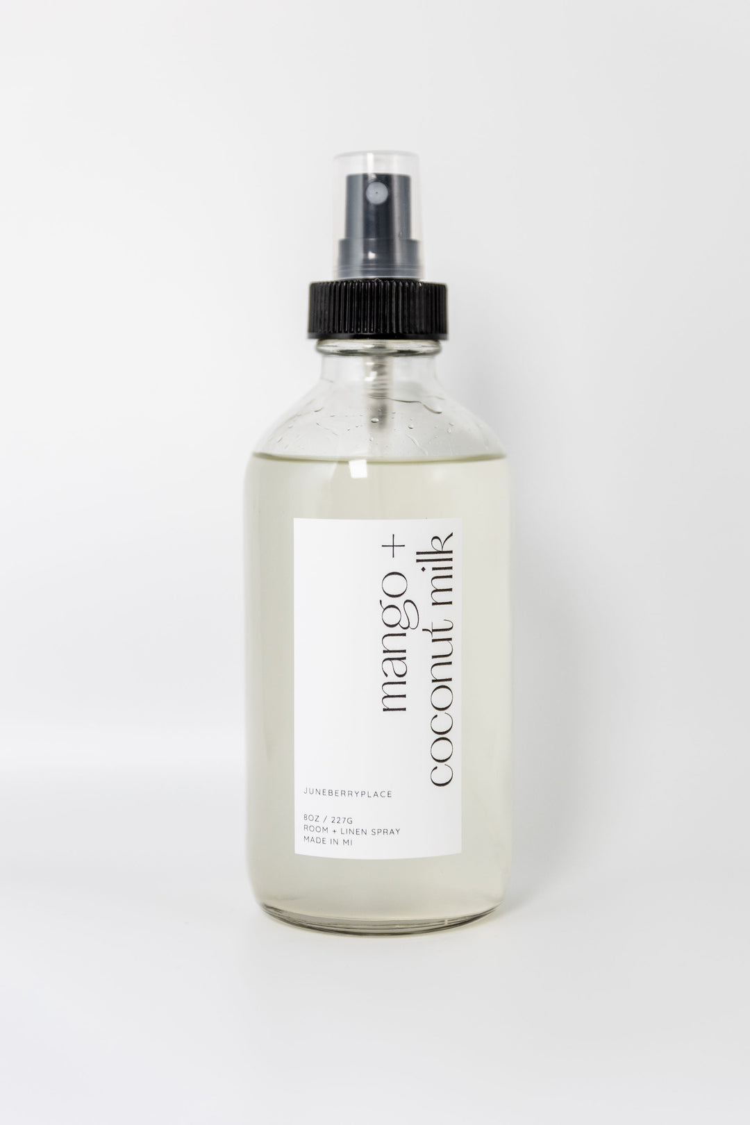 Mango and Coconut Milk Room + Linen Spray - Spring Collection in a glass bottle by juneberryplace home fragrances